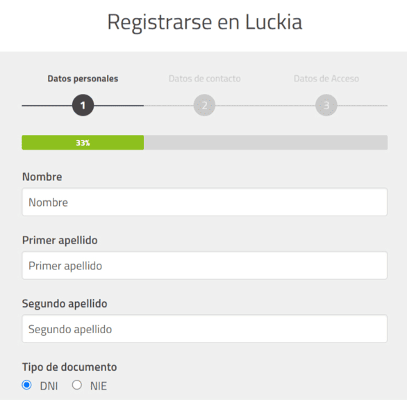 Registration at Luckia casino